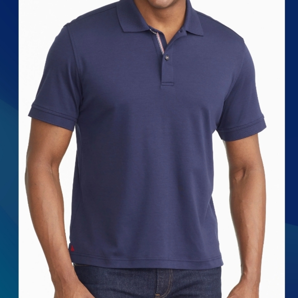 UNTUCKit (Size XXL) Men's Navy Blue Wrinkle-Free "Damaschino" SS Polo Shirt